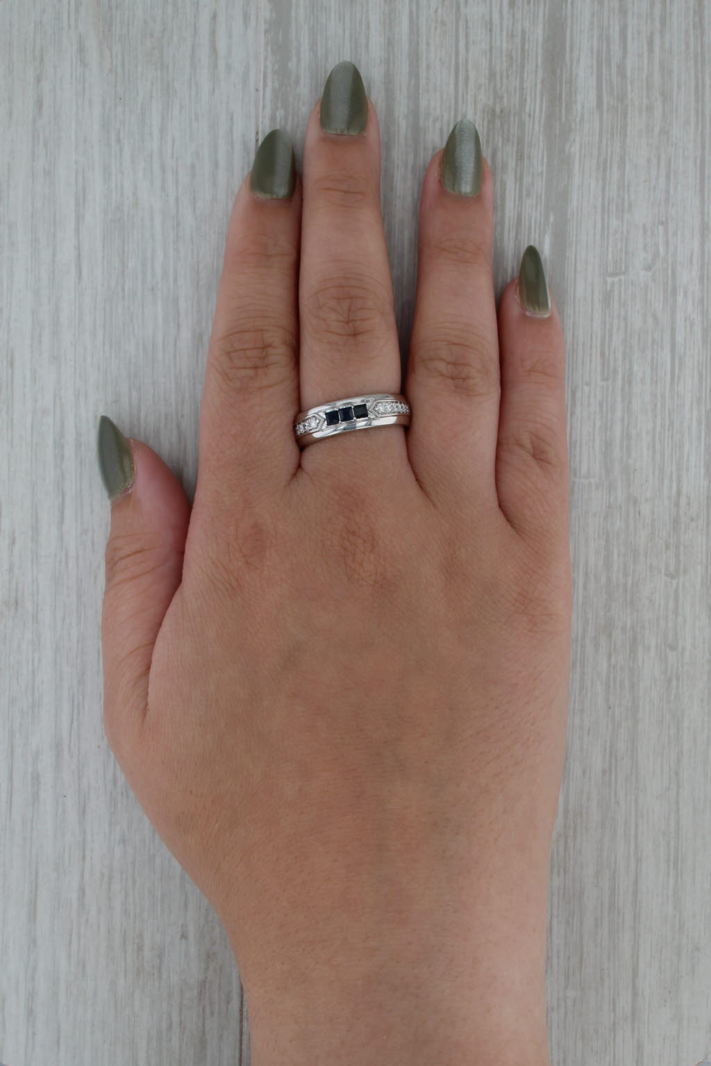 0.52ctw Sapphire Diamond Wedding Band 10k Yellow Gold Size 10