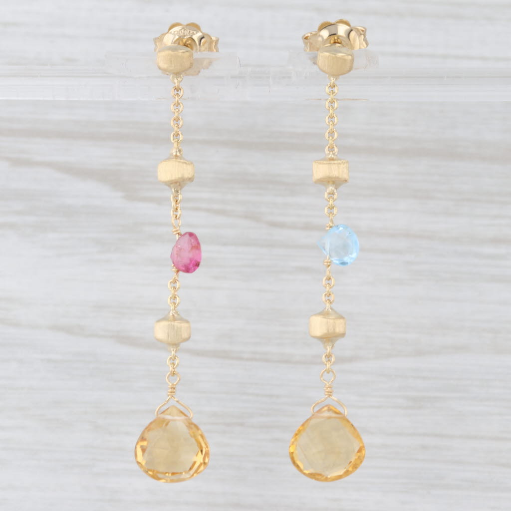 Light Gray Marco Bicego Paradise Dangle Briolette Earrings 18k Yellow Gold