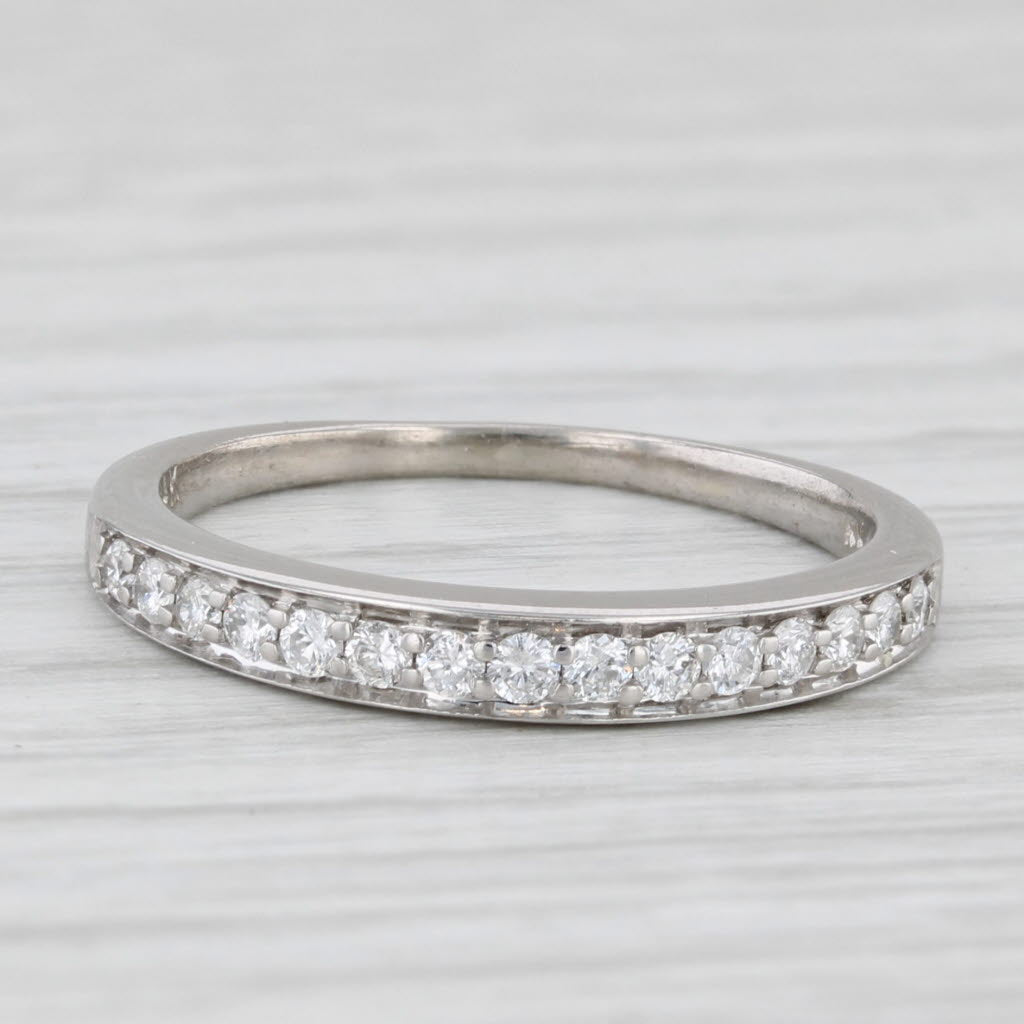 Light Gray 0.26ctw Diamond Wedding Anniversary Ring 14k White Gold Size 6 Stackable Band