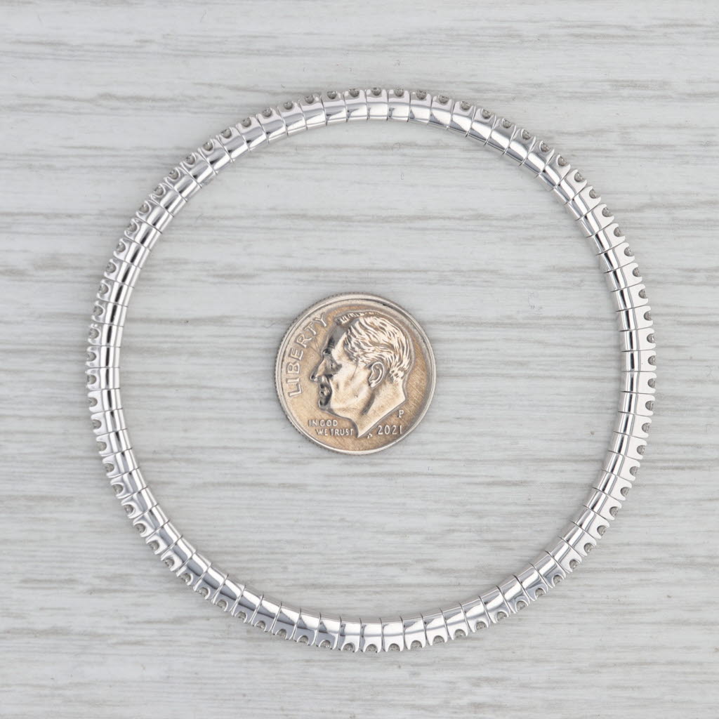 Gray New 3ctw Diamond Bead Flexible Stretchy Tennis Bracelet 14k White Gold 6.5"