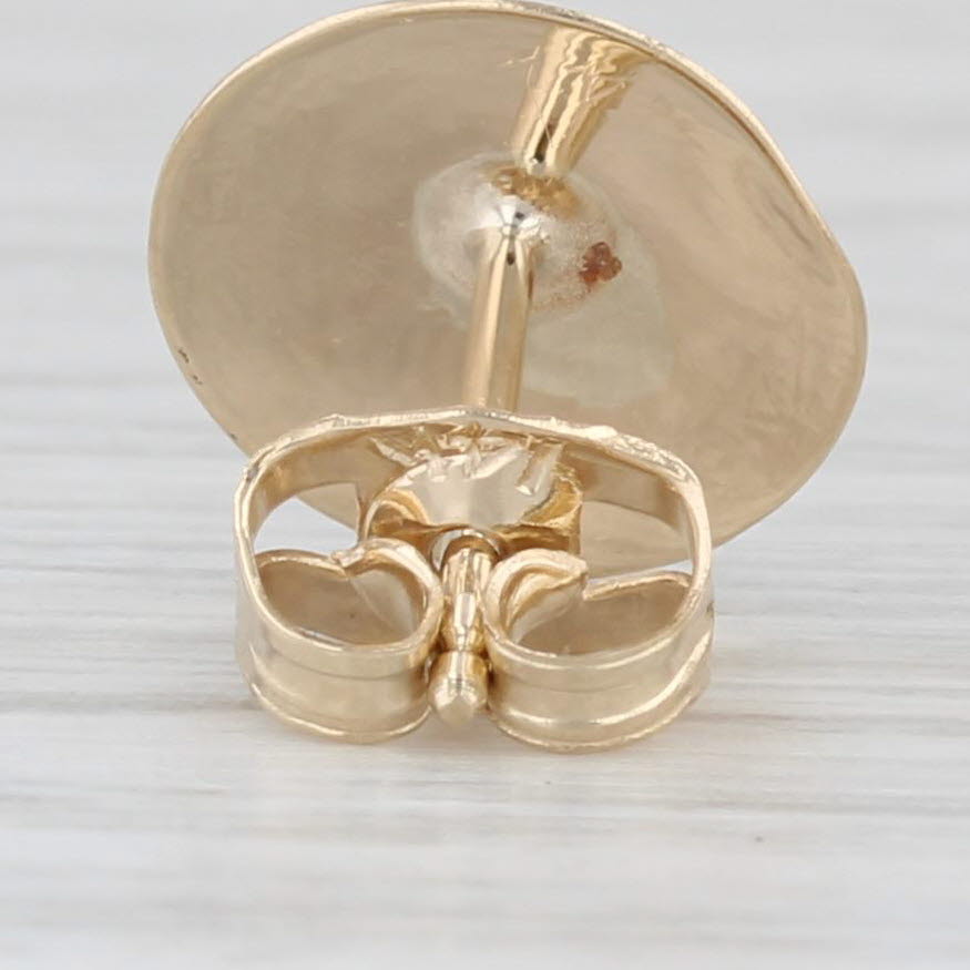 Light Gray Diamond Solitaire 14k Brushed Yellow Gold Button Stud Earrings