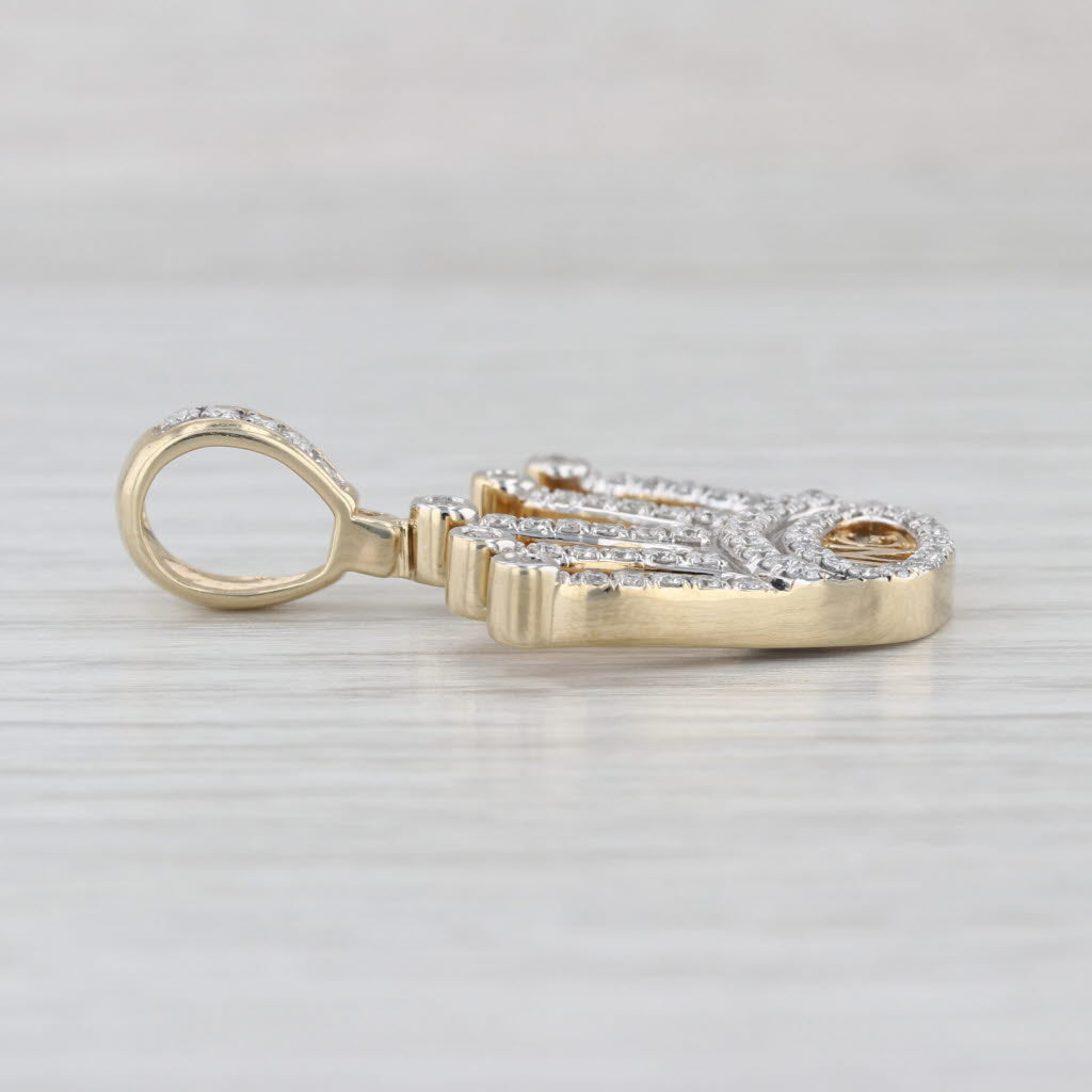 0.80ctw Diamond Crown King Pendant 10k Yellow White Gold Statement