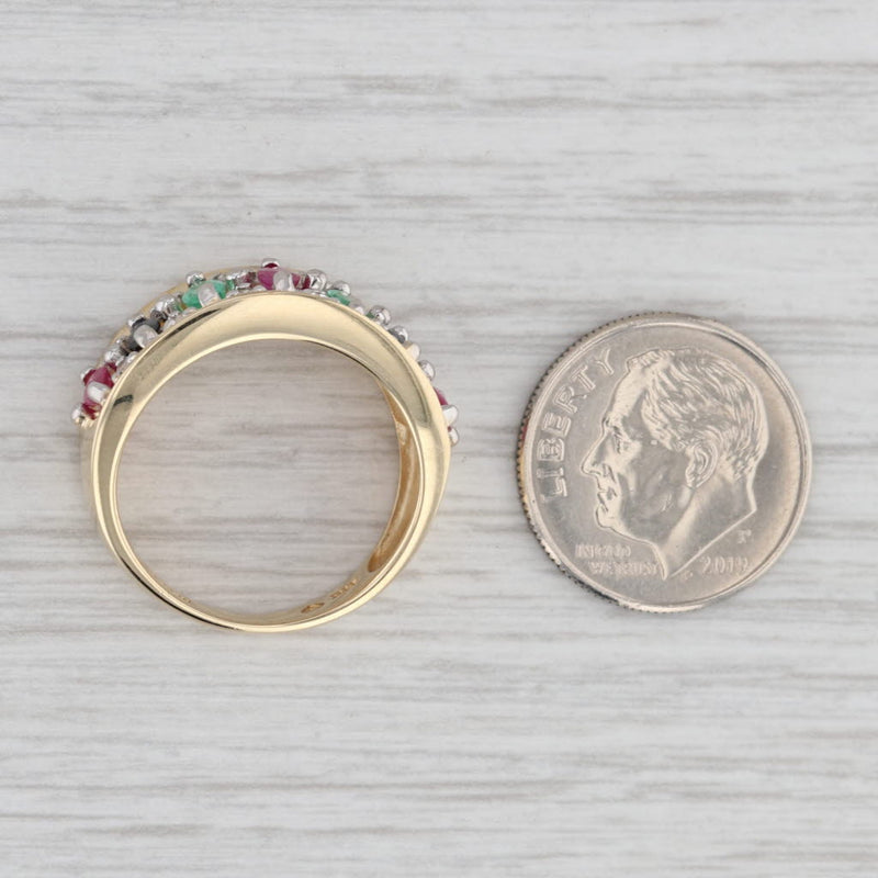 Gray 1.42ctw Sapphire Ruby Emerald Diamond Ring 14k Yellow Gold Size 7