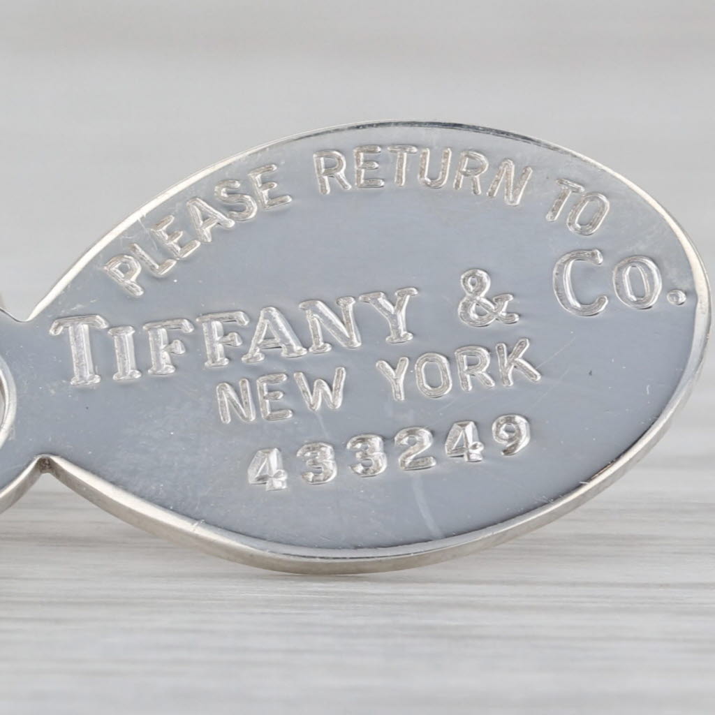 Return Tiffany & Co Engravable Key Chain w/ Pouch Sterling Silver Screw-on