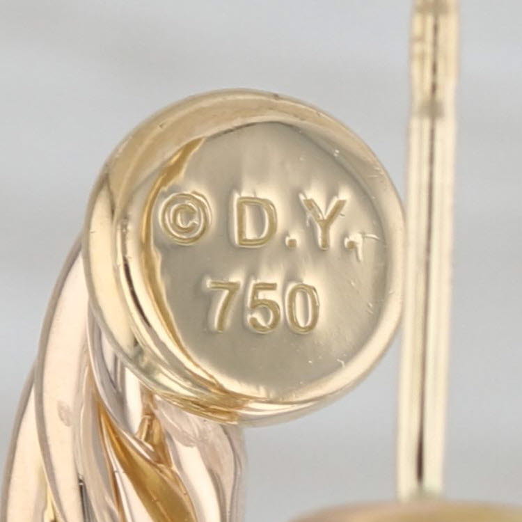 David Yurman Cable Hoop Earrings 18k Yellow Gold Twist Round Hoops