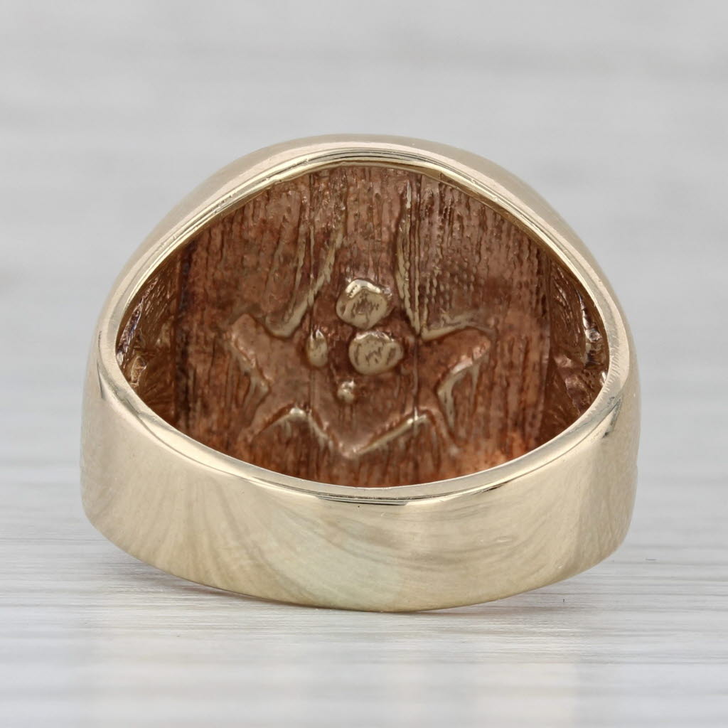 Gray Vintage Masonic Signet Ring 10k Gold Blue Lodge Square Compass Trowel Size 9