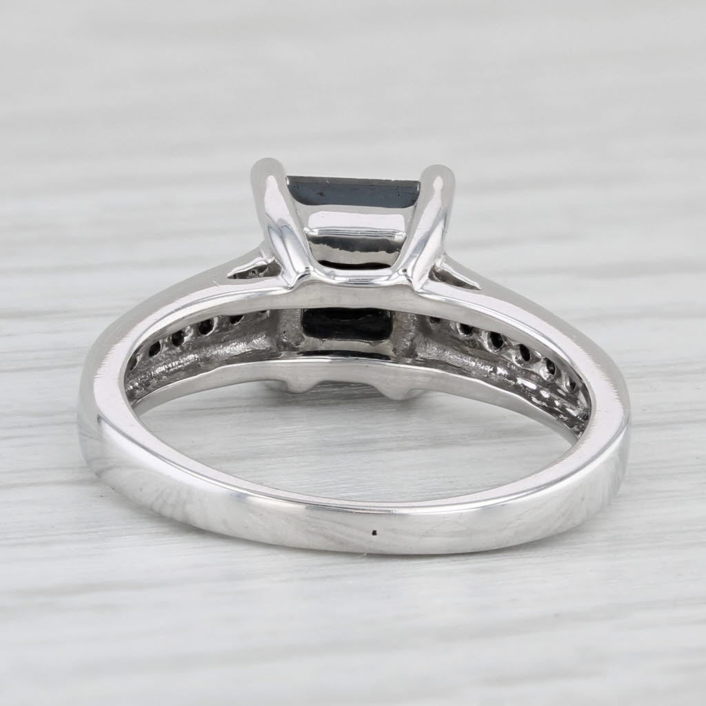 Light Gray 1.46ctw Princess Black Diamond Ring 14k White Gold Size 5 Engagement