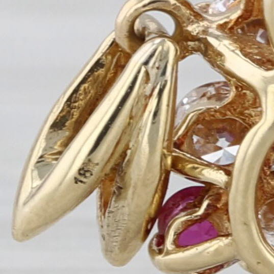 0.68ctw Diamond Ruby Halo Open Heart Pendant 18k Yellow Gold