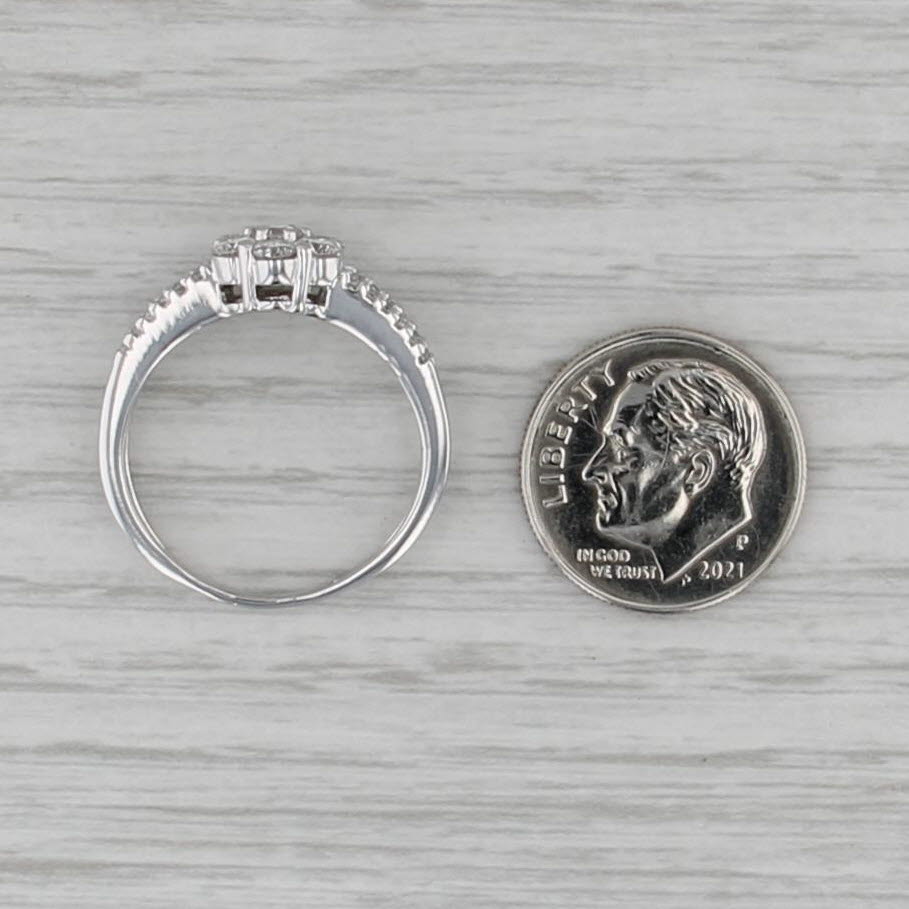 0.83ctw Diamond Flower Cluster Engagement Ring 14k White Gold Size 7.75