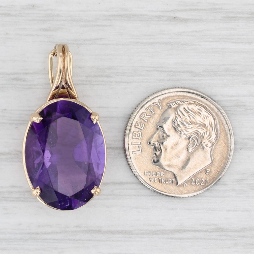 Light Gray 11ct Oval Amethyst Solitaire Enhancer Pendant 14k Yellow Gold