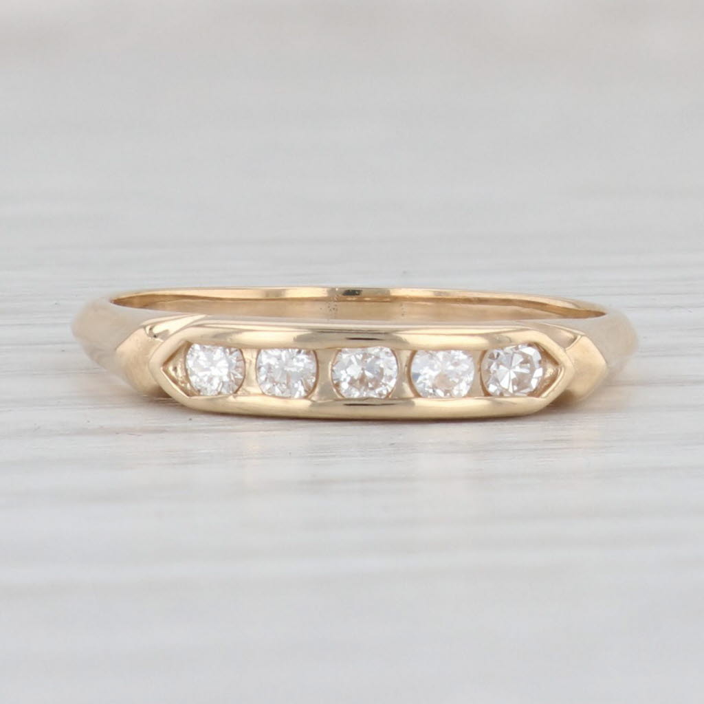 Light Gray 0.15ctw Diamond Wedding Band 14k Yellow Gold Size 7 Stackable Ring