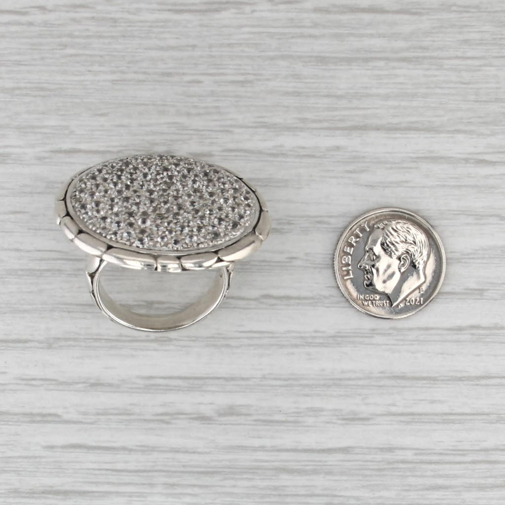 John Hardy Kali Lava White Sapphire Statement Ring Sterling Silver Cocktail