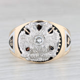 Diamond Scottish Rite Signet Ring 14k Gold Palladium Eagle Yod Masonic Men's