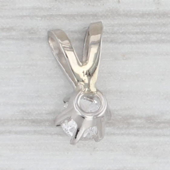 Light Gray New 0.11ct Round Solitaire Small Drop Pendant 14k White Gold