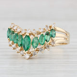 Light Gray 1.29ctw Tiered Emerald Diamond Contoured V Ring 14k Yellow Gold Size 11