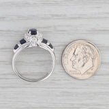 1.15ctw Lab Created Blue Sapphire Diamond Ring 10k White Gold Size 6