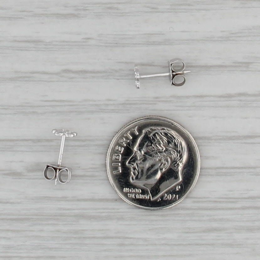 Small Flower Stud Earrings 14k White Gold Floral Studs