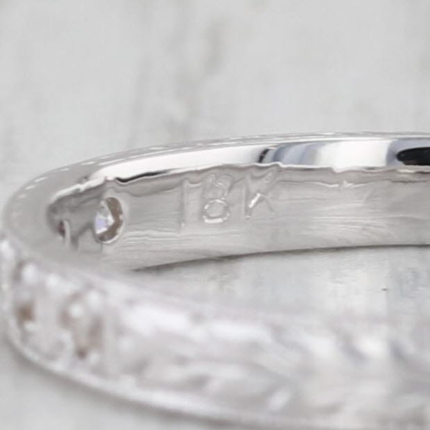 Diamond Art Deco Wheat Wedding Band 18k White Gold Size 6.75 Stackable Ring