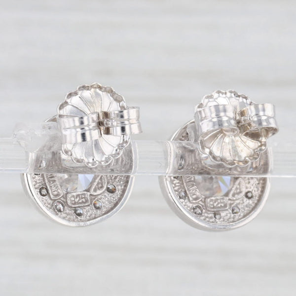 3.60ctw Round Cubic Zirconia Halo Sterling Silver Stud Earrings