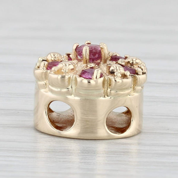 Richard Klein Ruby Flower Slide Bracelet Charm 14k Yellow Gold Vintage