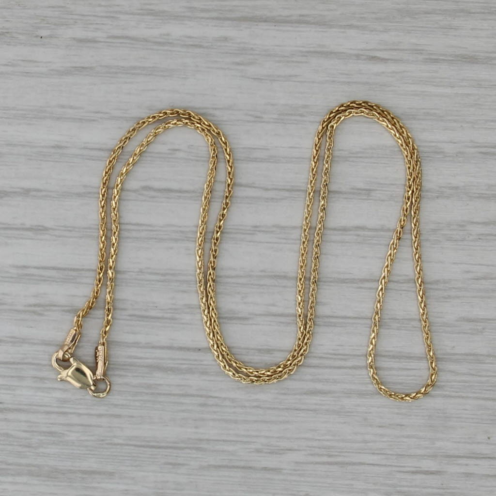 18" 1.5mm Wheat Chain Necklace 14k Yellow Gold