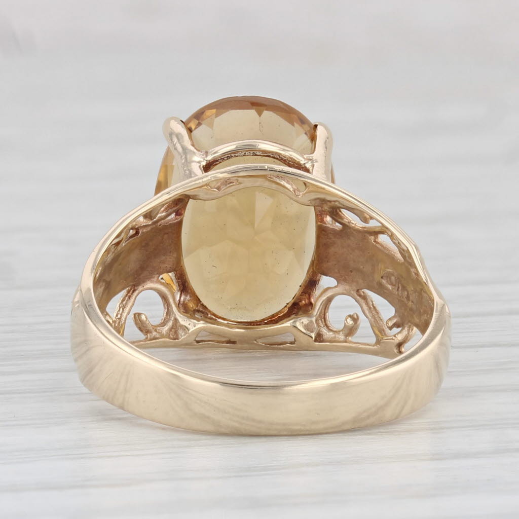 Light Gray 5.75ct Oval Citrine Solitaire Ring 10k Yellow Gold Size 7 Cocktail