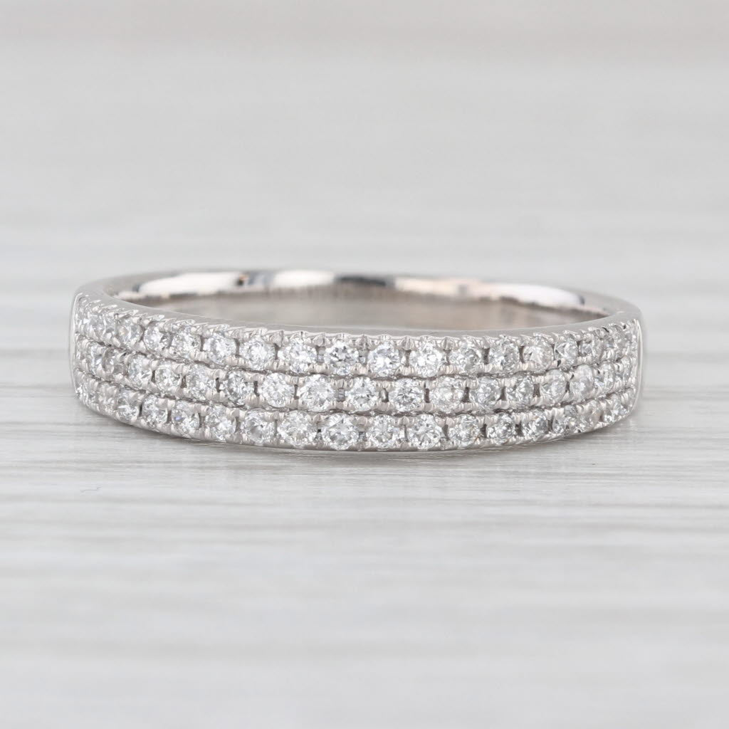 0.33ctw Pave Diamond Wedding Band 14k White Gold Sz 8 Stackable Annivesary Ring