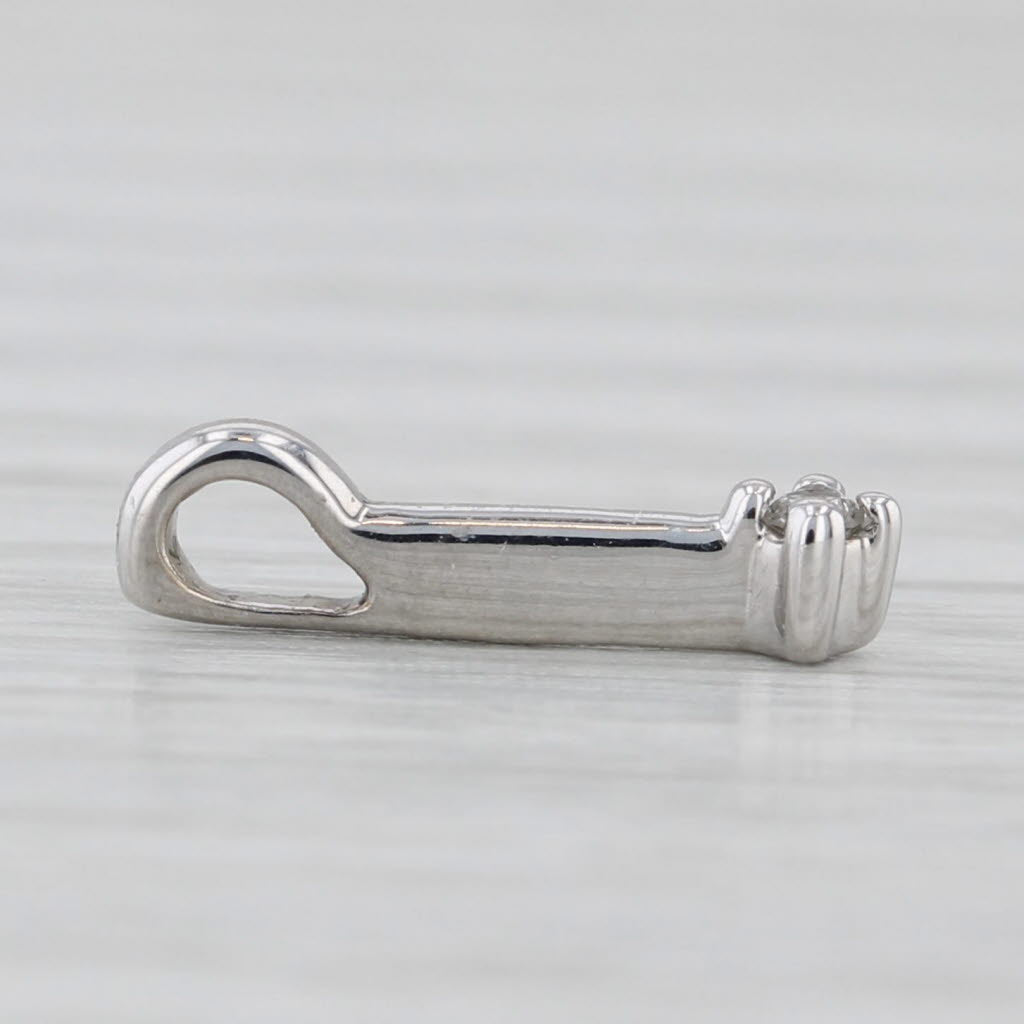 Light Gray Small Diamond Solitaire Drop Bar Pendant 10k White Gold