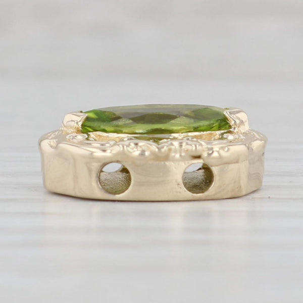 Light Gray 2ct Marquise Peridot Slide Charm 14k Yellow Gold Vintage DHS