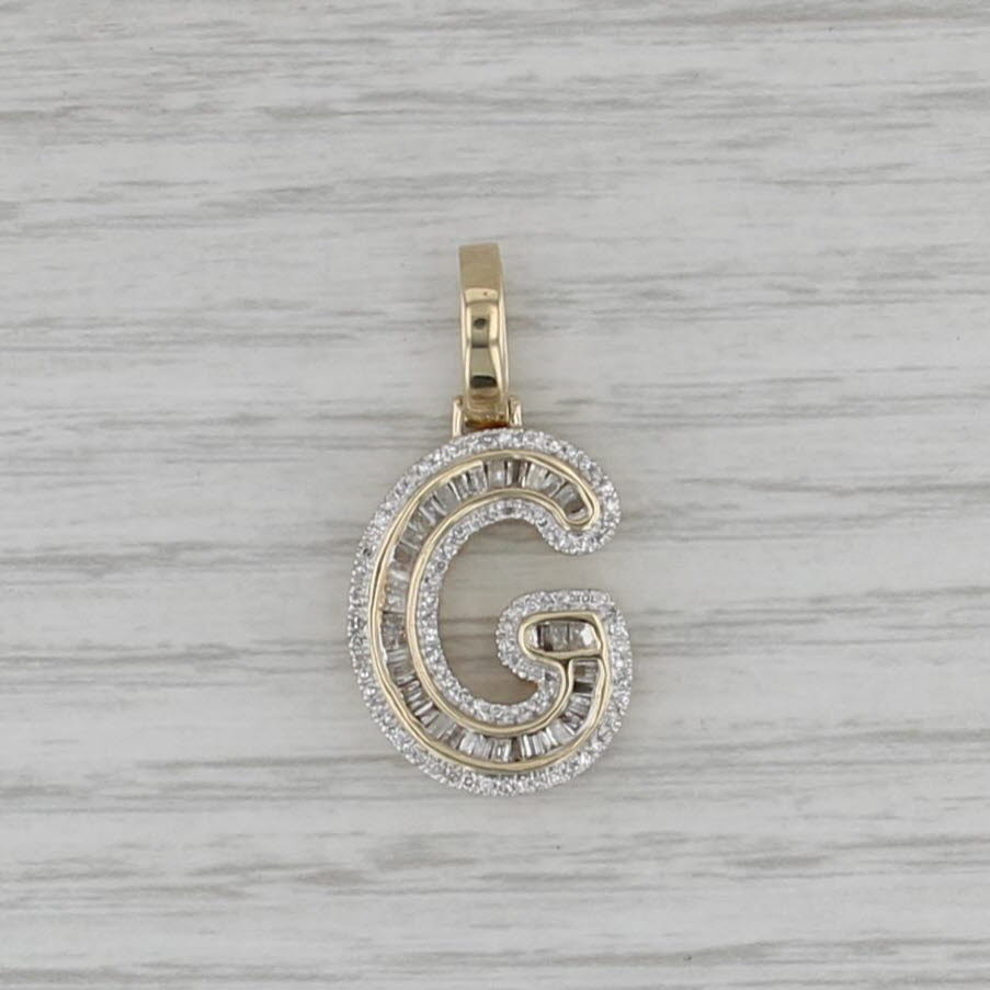 0.50ctw Letter Initial G Pendant 10k Yellow Gold