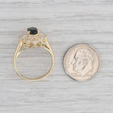 Gray 1.70ctw Oval Blue Sapphire Diamond Halo Ring 14k Yellow Gold Size 6.75