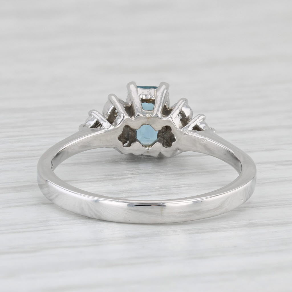 Light Gray 0.81ctw Aquamarine Diamond Ring 14k White Gold Size 7.5