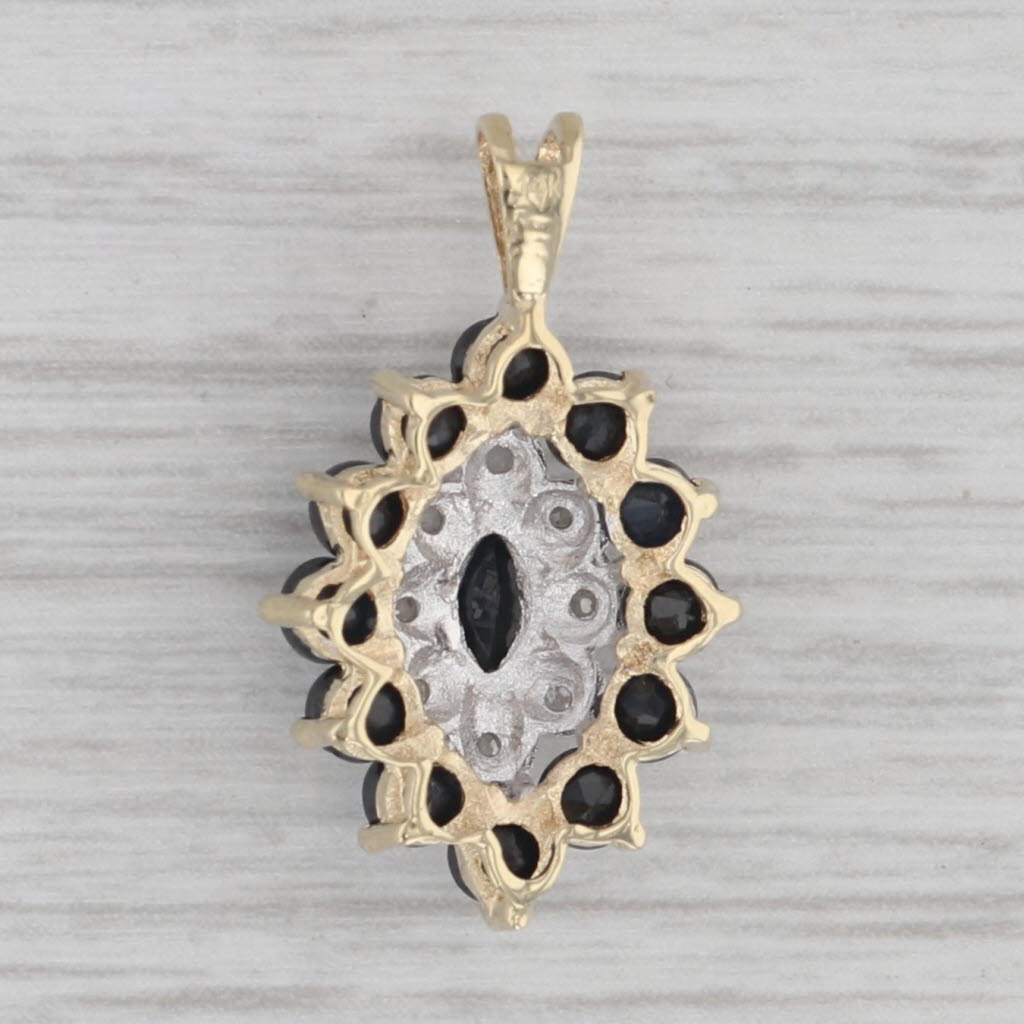 Gray 1.65ctw Blue Sapphire Diamond Pendant 14k Yellow Gold