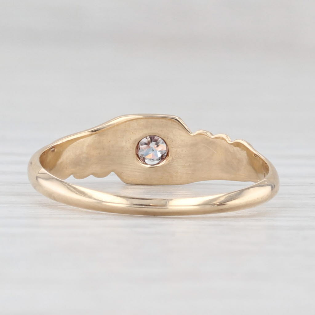 Light Gray Antique 0.15ct Diamond Solitaire Engagement Ring 14k Yellow Gold Size 7
