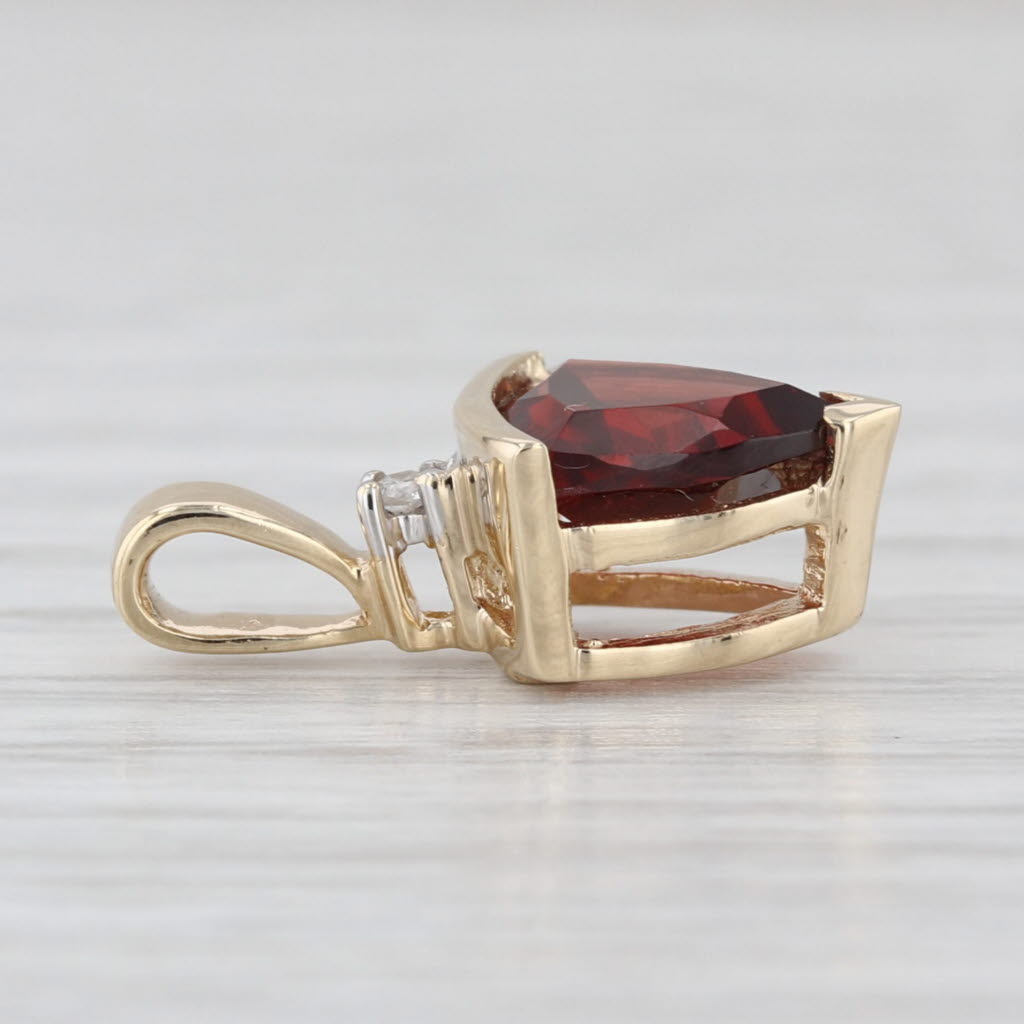1.50ctw Garnet Diamond Pendant 10k Yellow Gold Small Drop