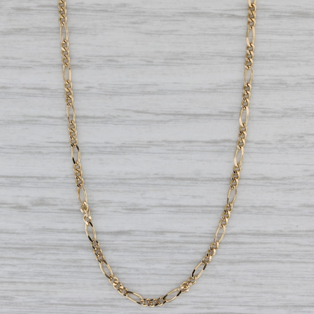 Gray 24.5" 1.9mm Figaro Chain Necklace 14k Yellow Gold Italy