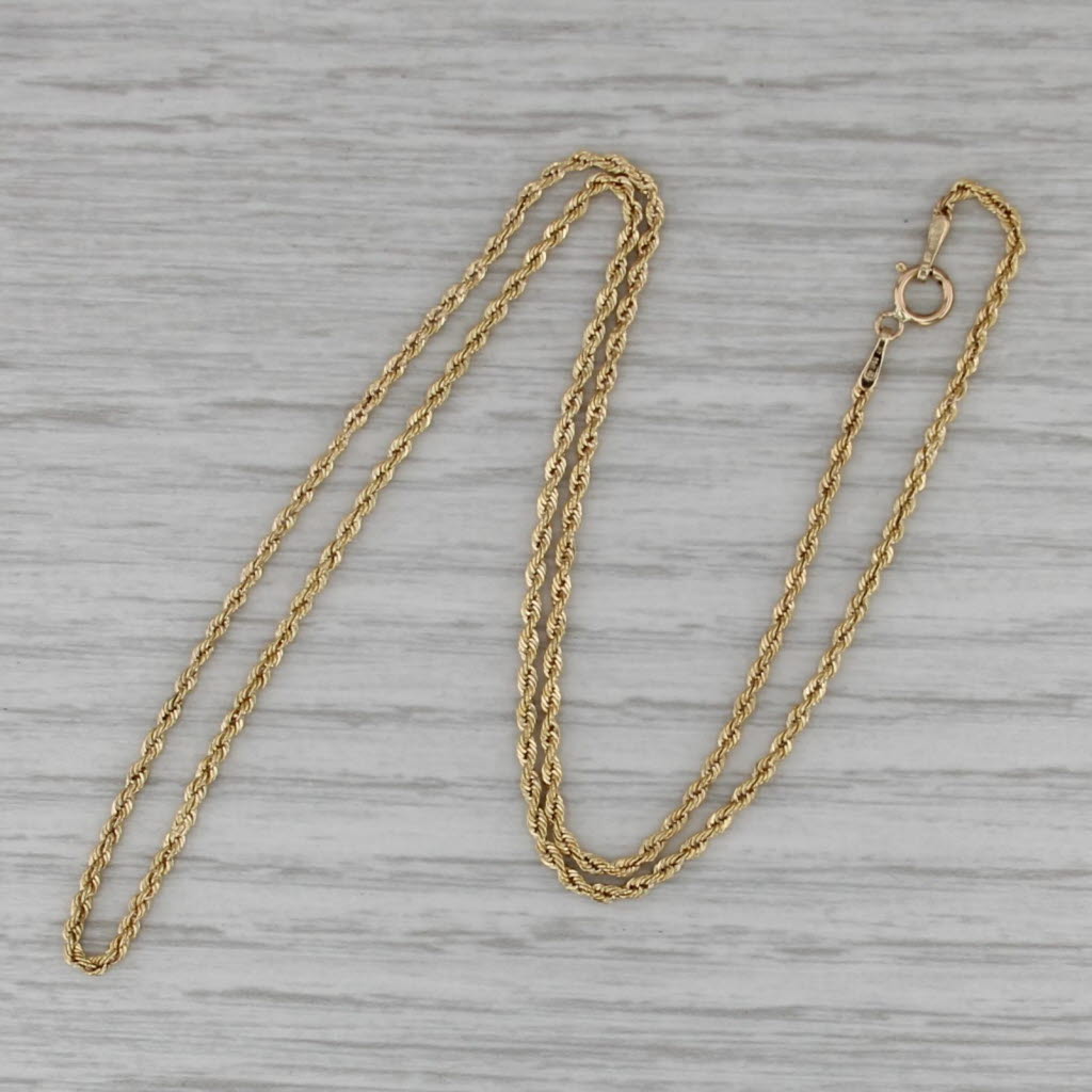 Rope Chain Necklace 14k Yellow Gold 16.25" 1.6mm