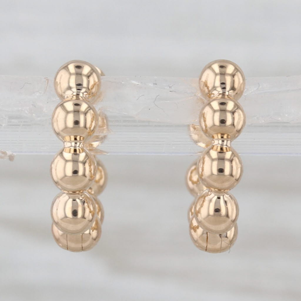 Huggie Hoop Earrings 14k Yellow Gold Hinged Snap Top Round Hoops