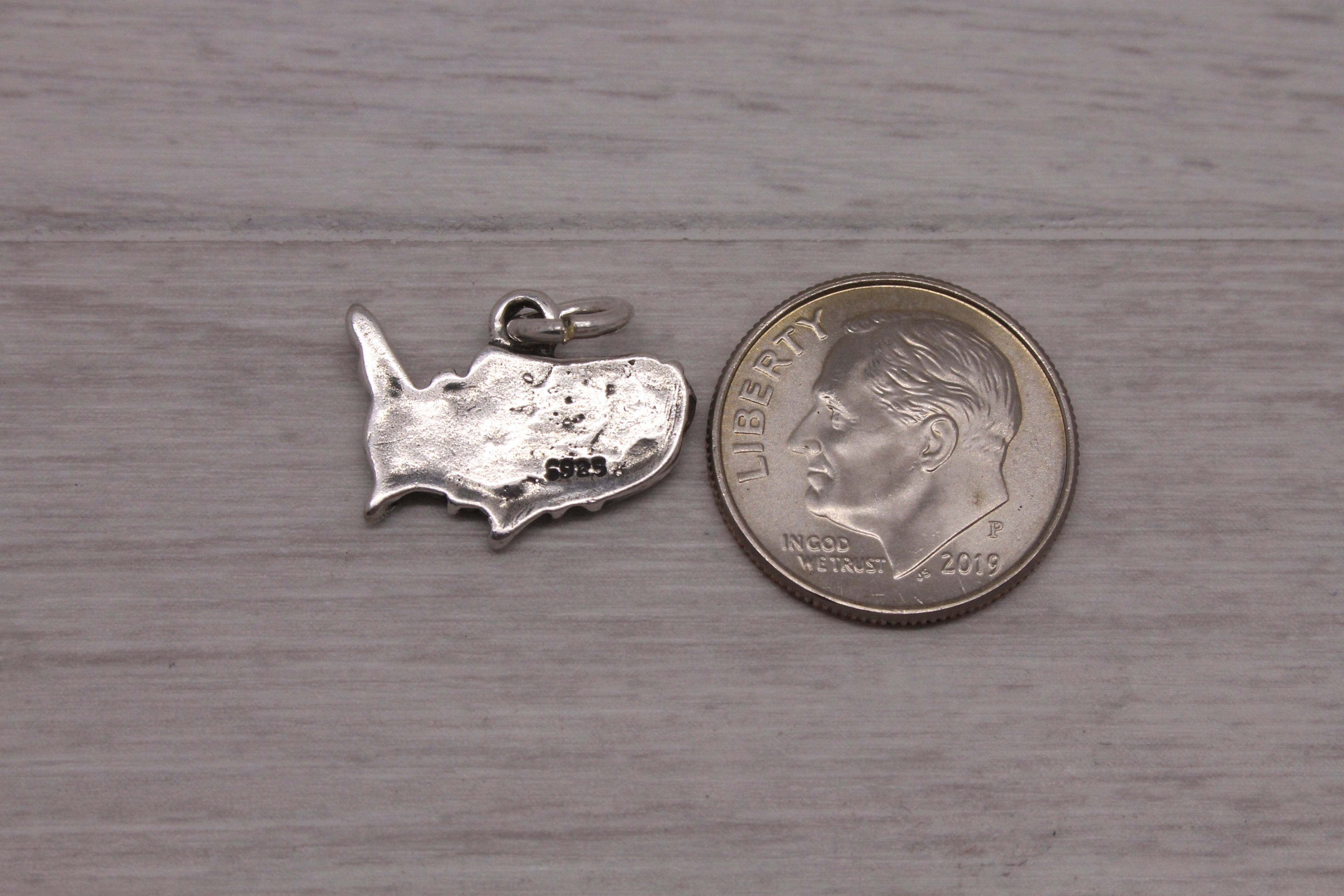 Sterling Silver 925 USA Map of United States of America Country Charm