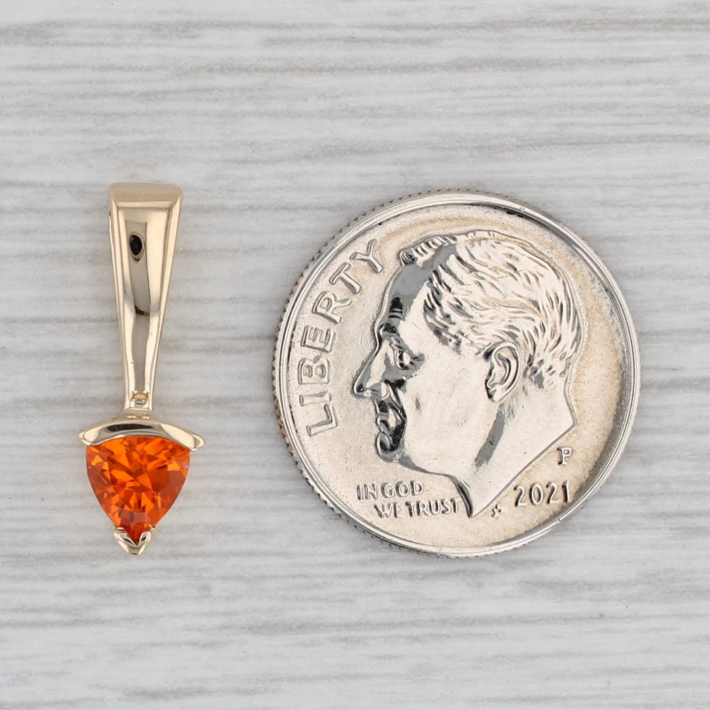 Gray 0.28ct Orange Fire Opal Pendant 14k Yellow Gold Small Solitaire Drop