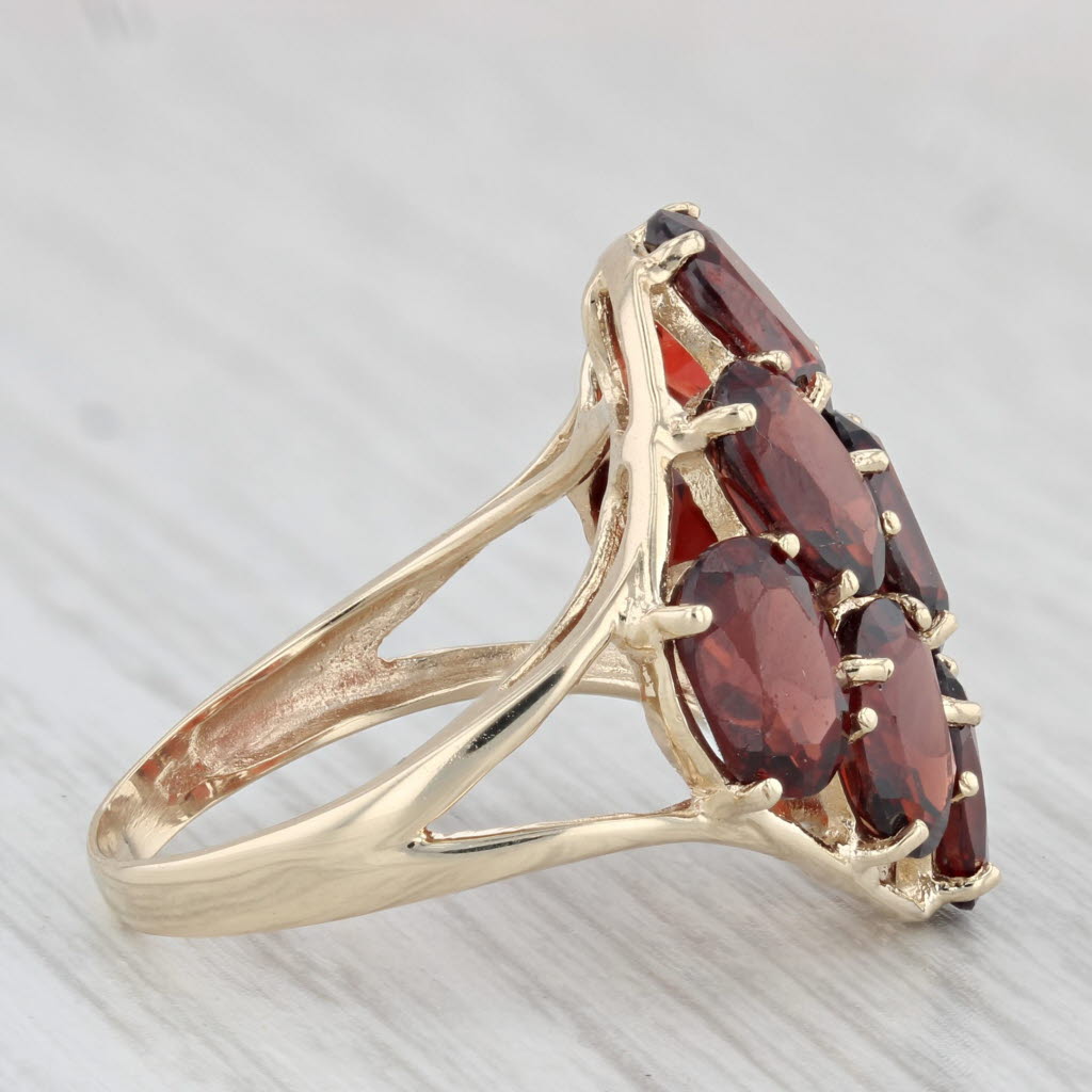 Light Gray 8.40ctw Garnet Cluster Ring 10k Yellow Gold Size 6.25 Cocktail