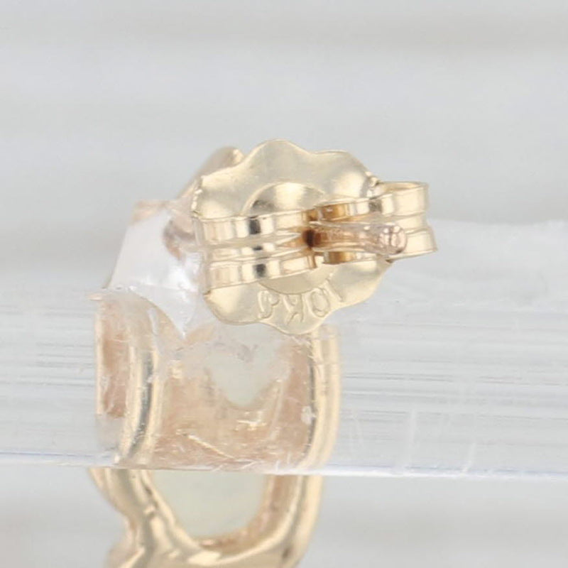 Opal Cabochon Cubic Zirconia Stud Earrings 10k Yellow Gold