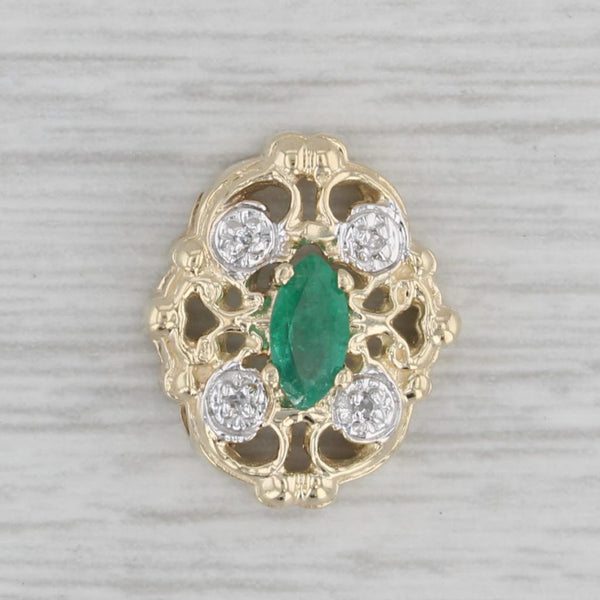 0.23ct Emerald Diamond Slide Bracelet Charm 10k Yellow Gold