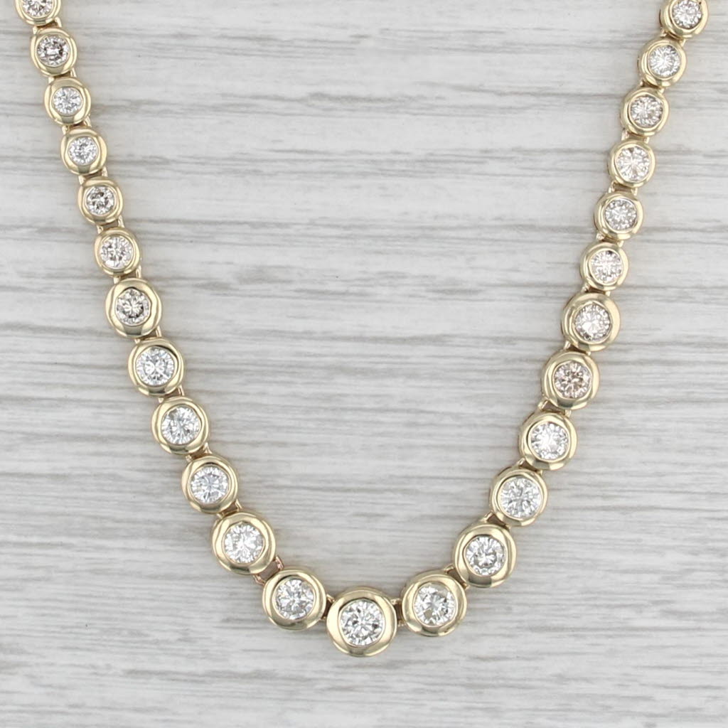 7ctw Graduated Natural Diamond Tennis Necklace 14k Yellow Gold 18" 4-7mm