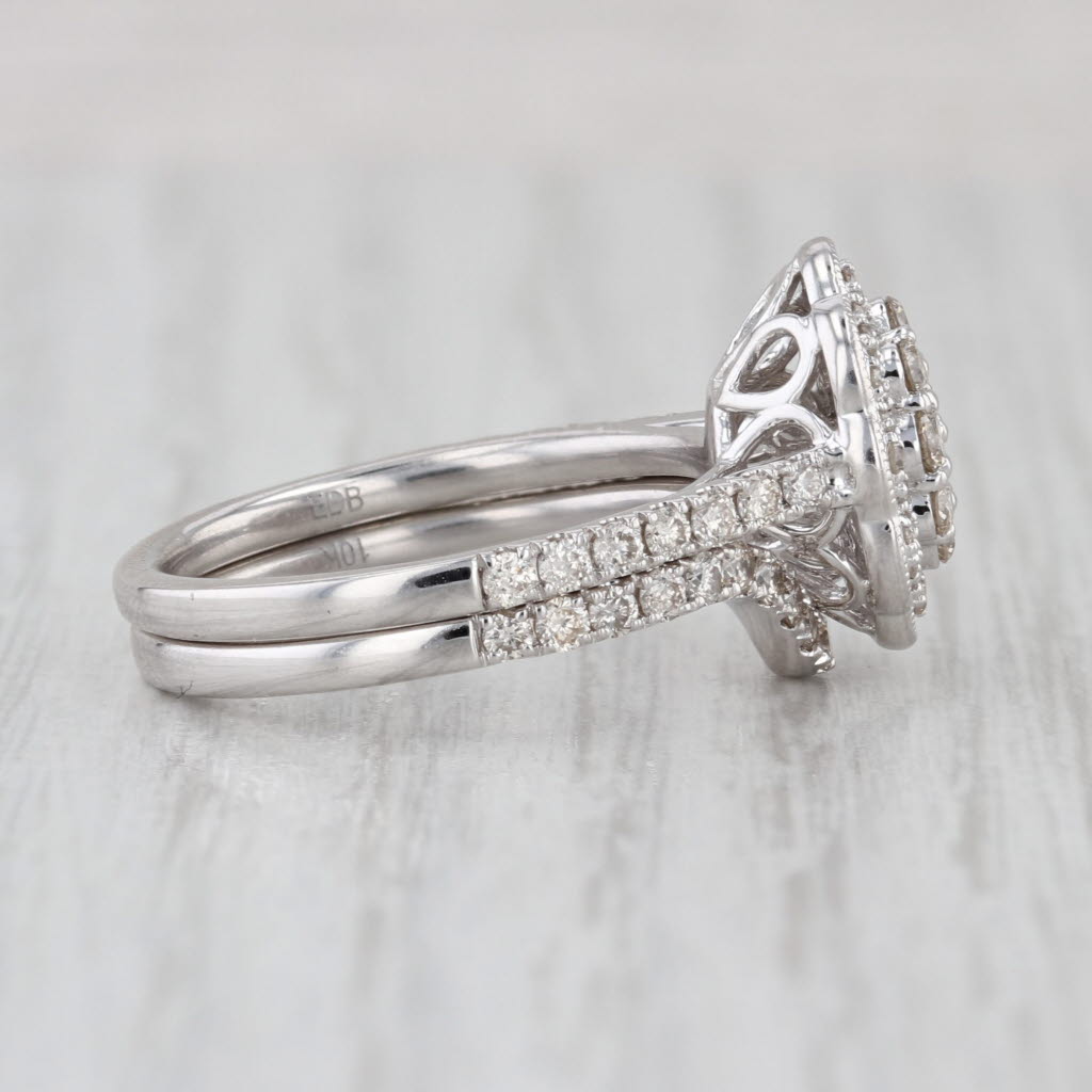 Vintage Bridal 1ctw Diamond Halo Engagement Ring Wedding Band 10k Gold Size 7