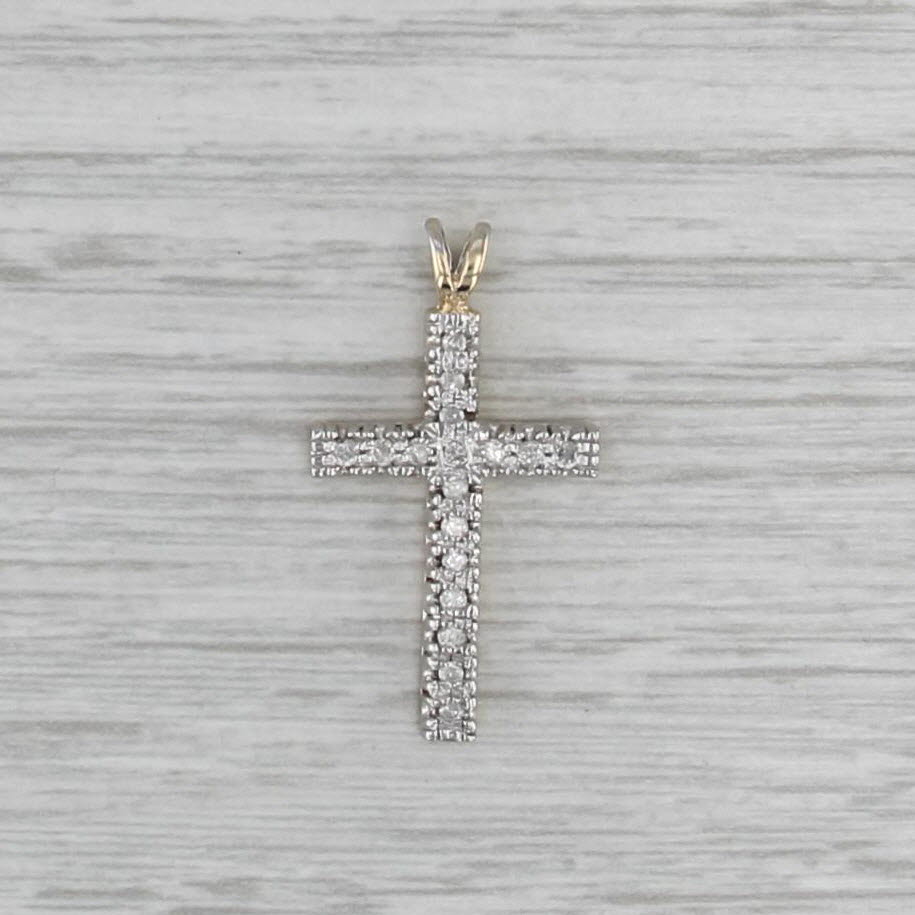 0.20ctw Diamond Cross Pendant 10k White Yellow Gold