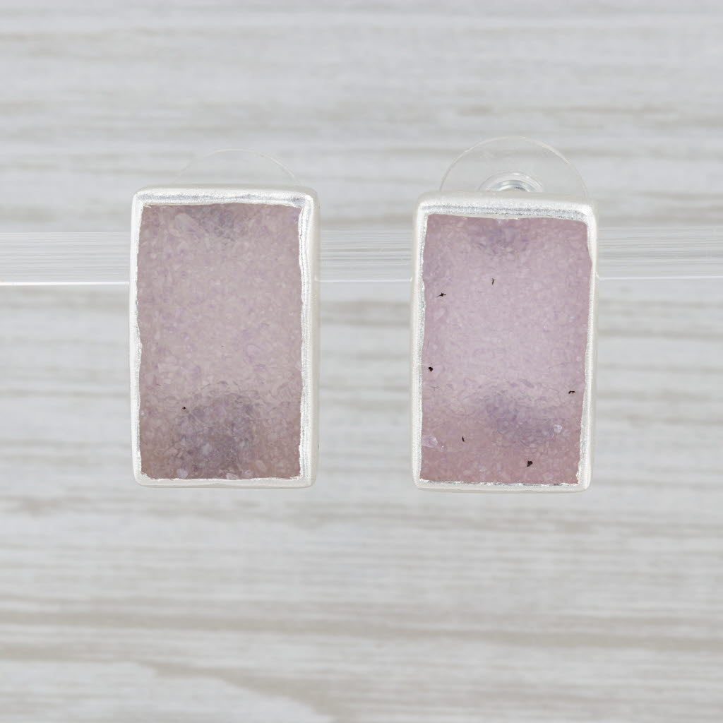 New Nina Wynn White Druzy Quartz Drop Earrings Sterling Silver Statement