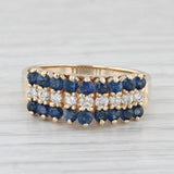 0.80ctw Blue Sapphire Diamond Tiered Ring 14k Yellow Gold Size 6 Stackable
