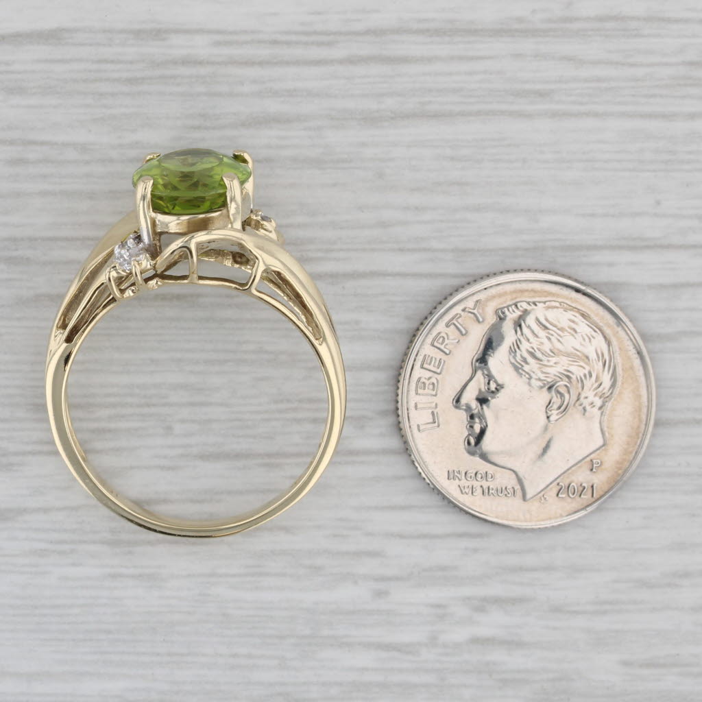 Gray 3.08ctw Oval Peridot Ring 10k Yellow Gold Size 7.5 Diamond Accents