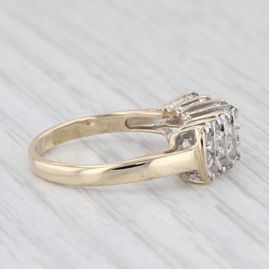 Light Gray 0.37ctw Diamond Tiered Pyramid Ring 10k Yellow Gold Size 7.25